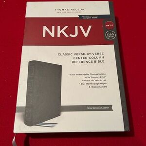 NKJV Gray Genuine Leather Bible